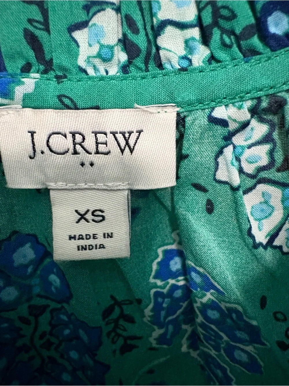 J. Crew Green Floral Flutter-Sleeve Blouse
